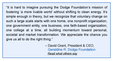 Quote from David Grant of Dodge Foundation